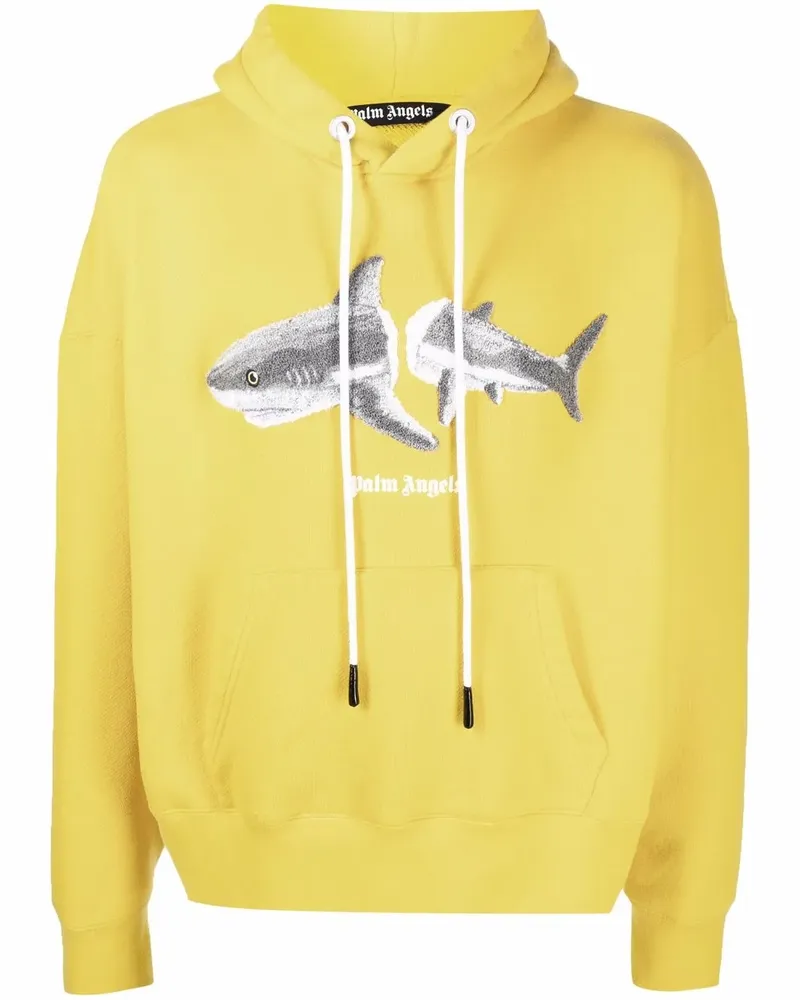 Palm Angels Hoodie mit Hai-Stickerei - Gelb Gelb