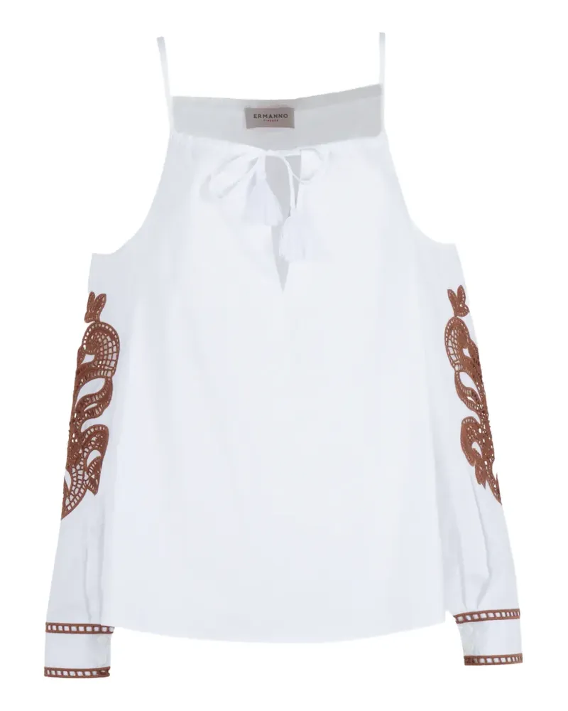 Ermanno Scervino Schulterfreie Bluse mit Stickerei - Weiß Weiß