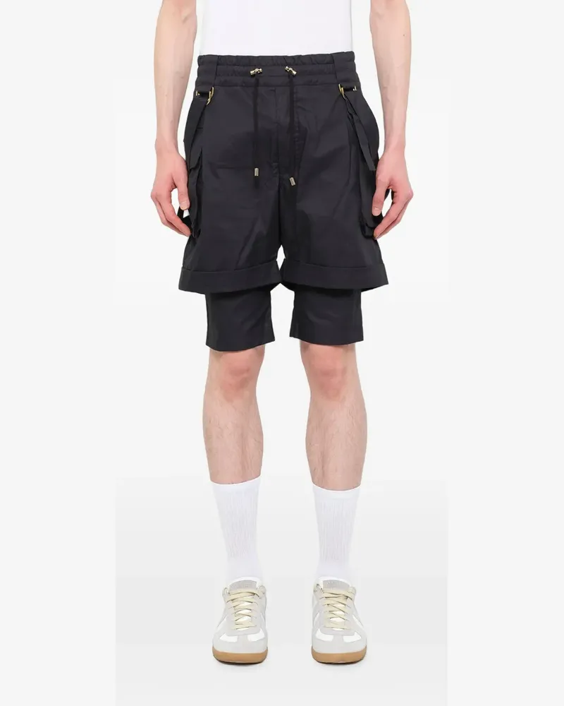 Balmain Bermudas im Lagen-Look - Schwarz Schwarz