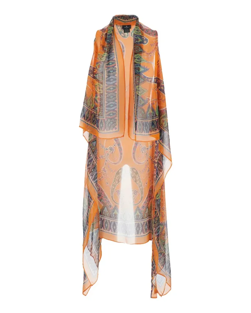 Etro paisley poncho - Orange Orange