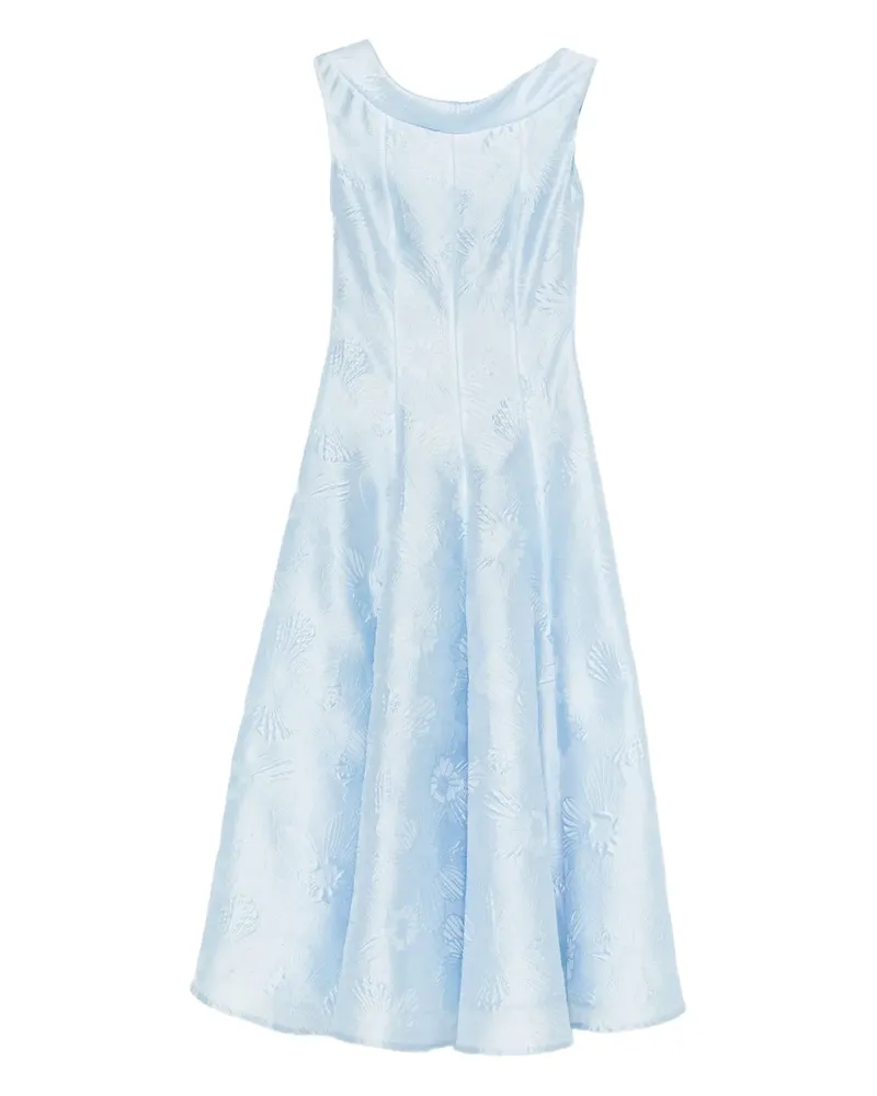 Talbot Runhof Kleid mit Blumenstickerei - Blau Blau