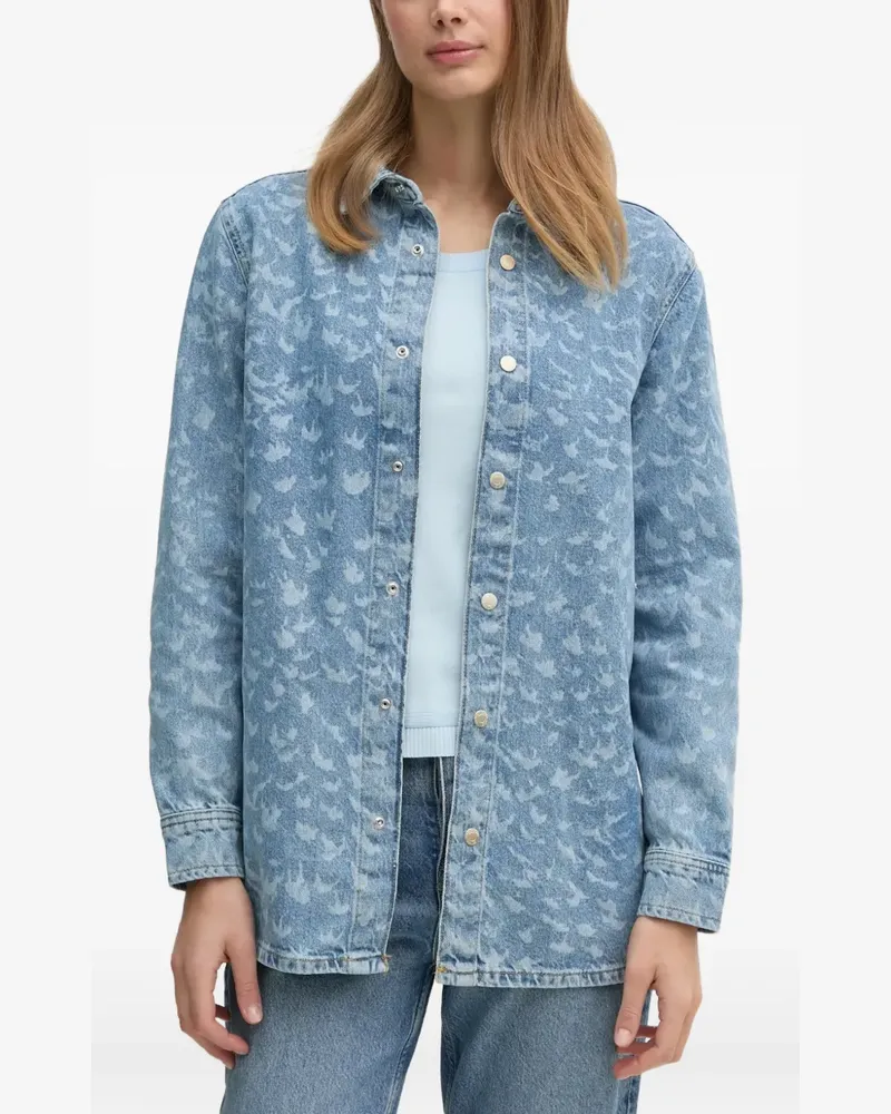 Sisley Jeanshemd mit Laserprint - Blau Blau