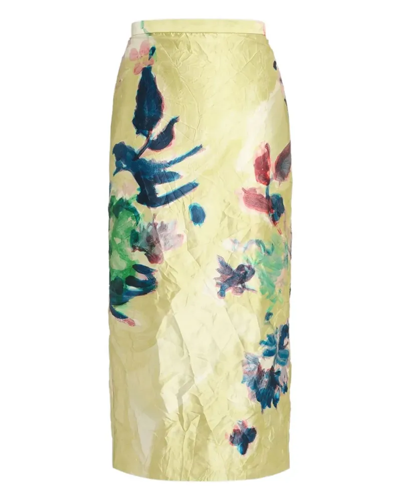 Erdem Midirock mit Blumen-Print - Gelb Gelb