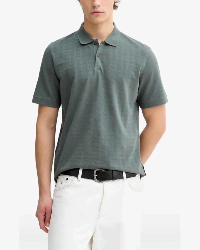 Marc O'Polo check-patterned short-sleeve polo shirt - Grau Grau