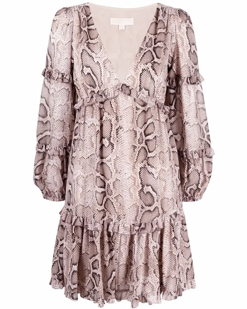 Michael Kors Minikleid mit Schlangenleder-Print - Nude Nude