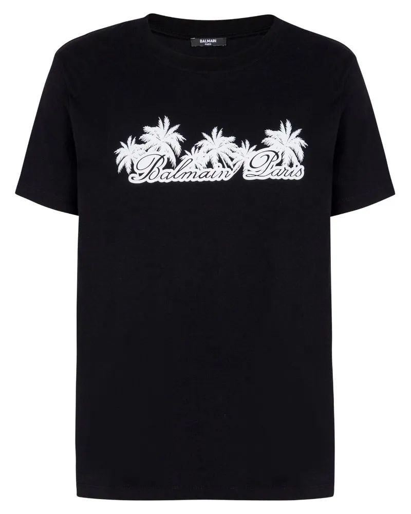 Balmain T-Shirt mit Logo-Print - Schwarz Schwarz