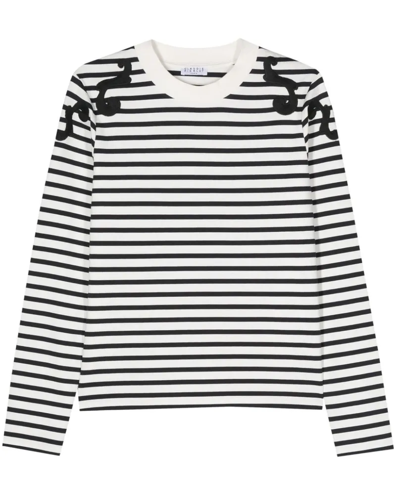 Claudie Pierlot Sweatshirt mit aufgestickten Schultern Weiß