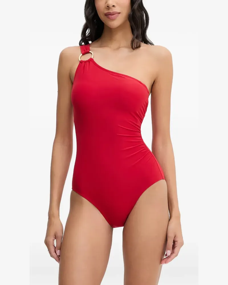 Michael Kors One-Shoulder-Badeanzug mit Ringdetail - Rot Rot