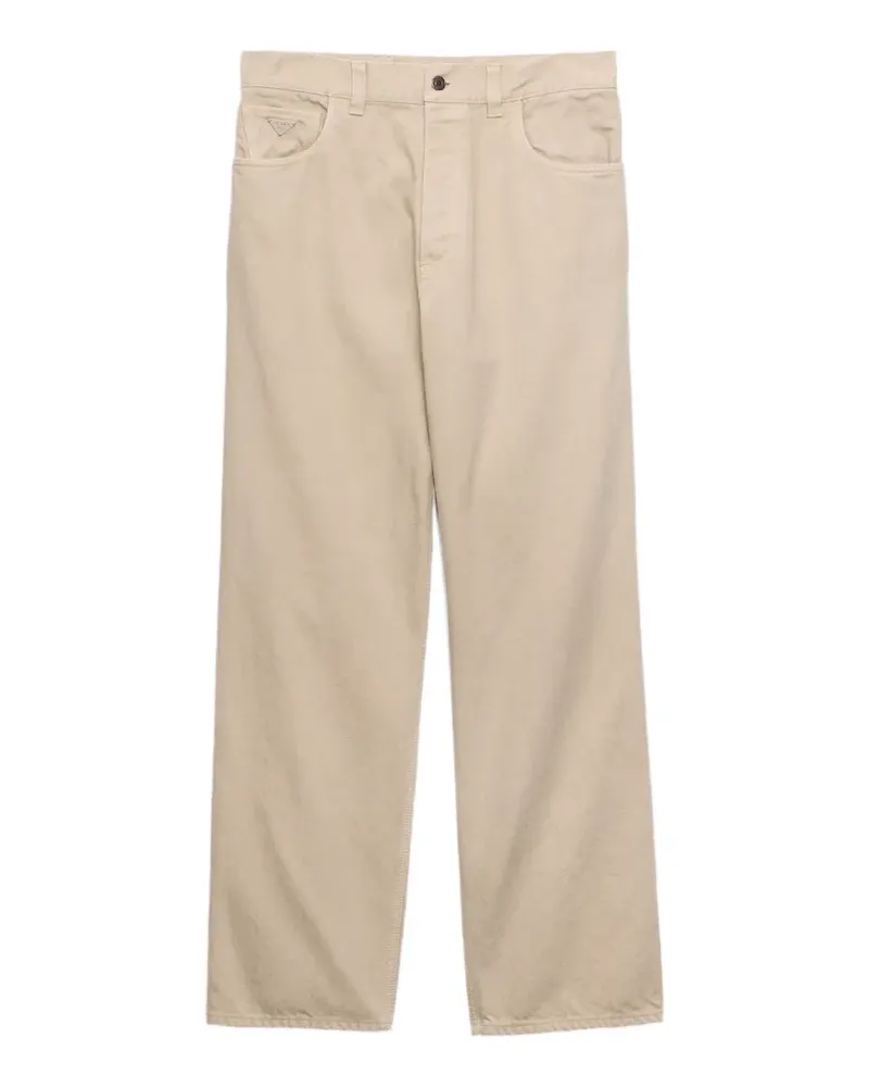 Prada logo-plaque straight-leg jeans - Nude Nude