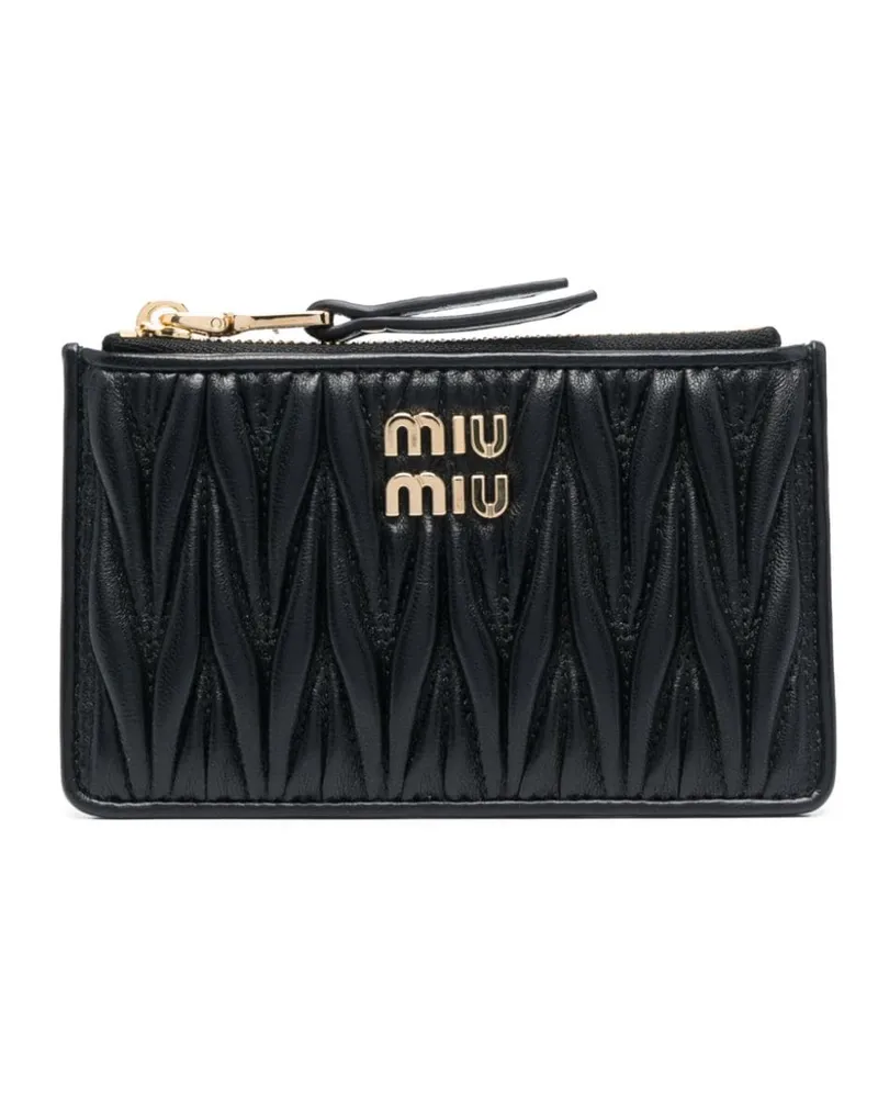 Miu Miu Portemonnaie aus Matelassé-Leder - Schwarz Schwarz