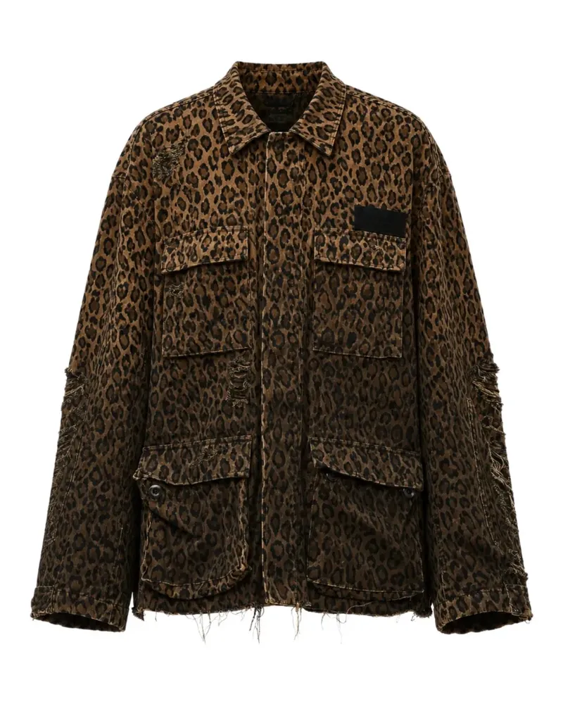 R13 shredded leopard-print jacket - Braun Braun