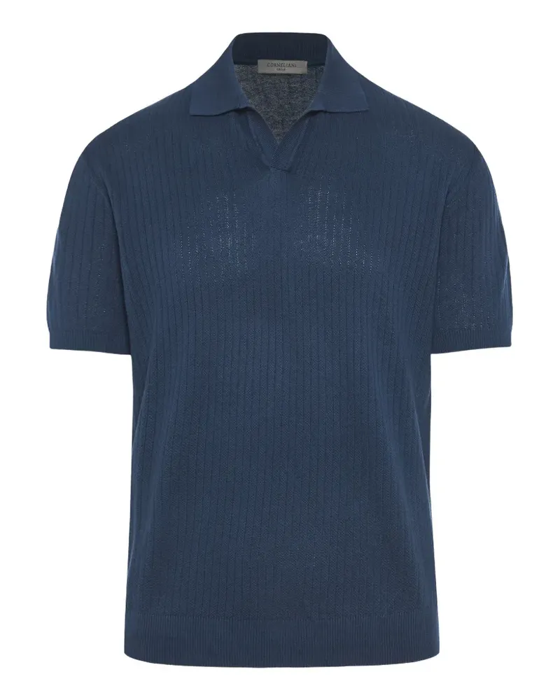 Corneliani Poloshirt aus geripptem Strick - Blau Blau