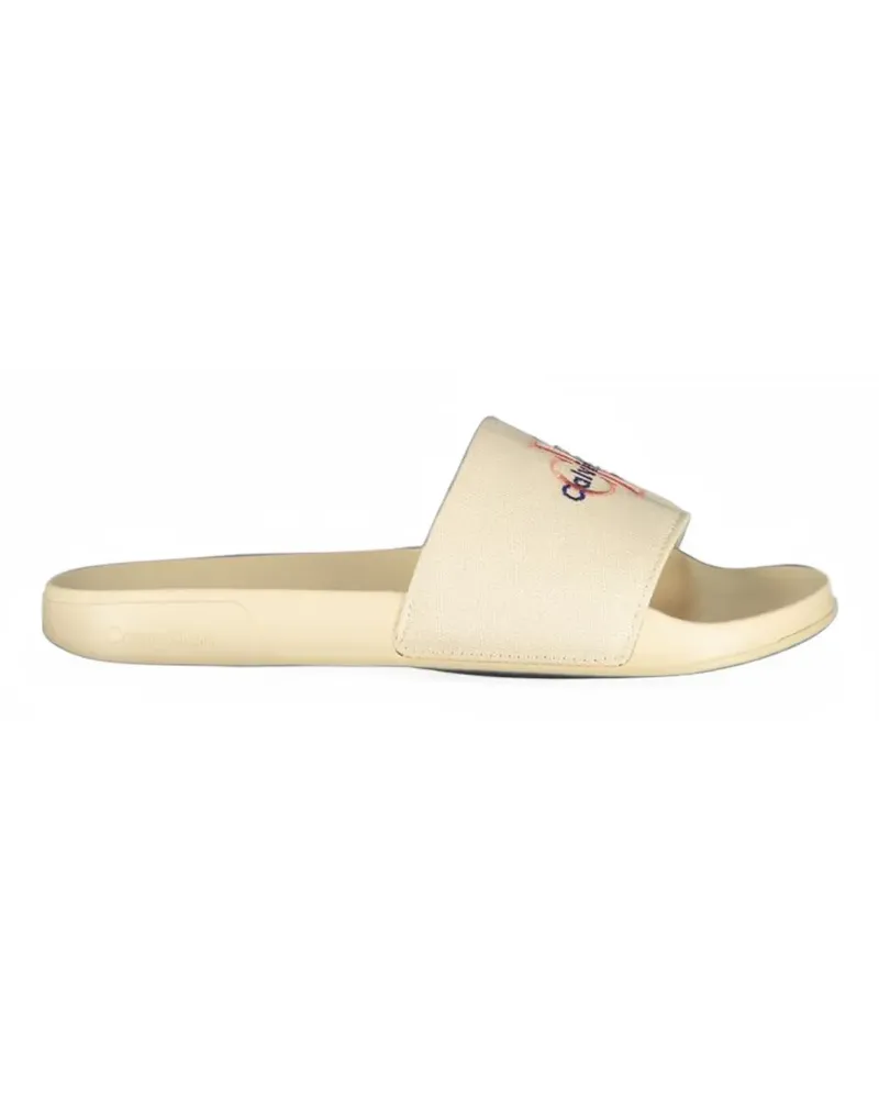 Calvin Klein logo-embroidered pool slides - Nude Nude