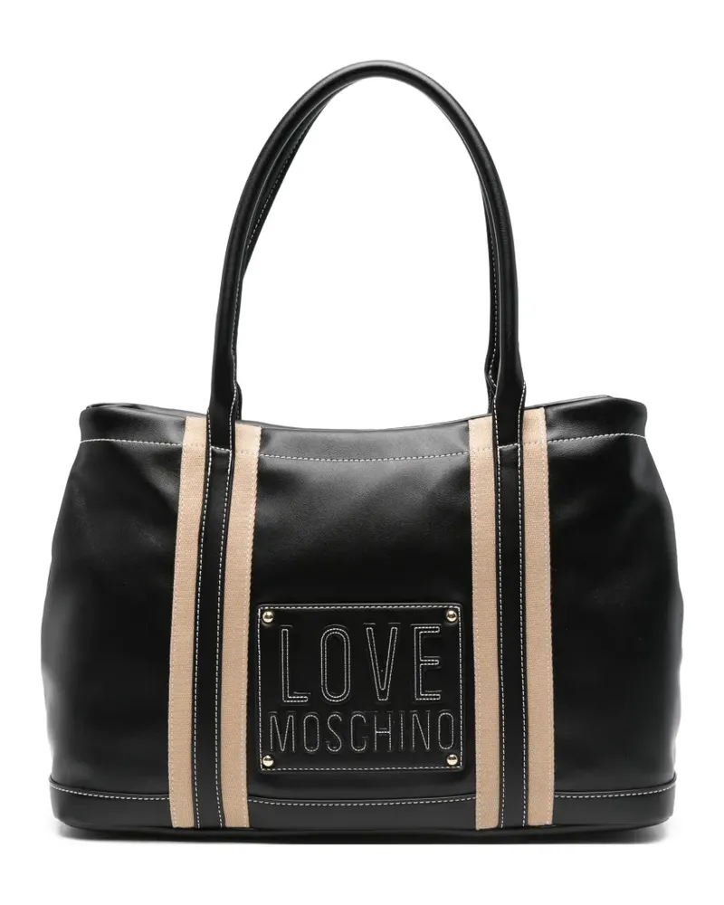 Moschino logo-patch shoulder bag - Schwarz Schwarz