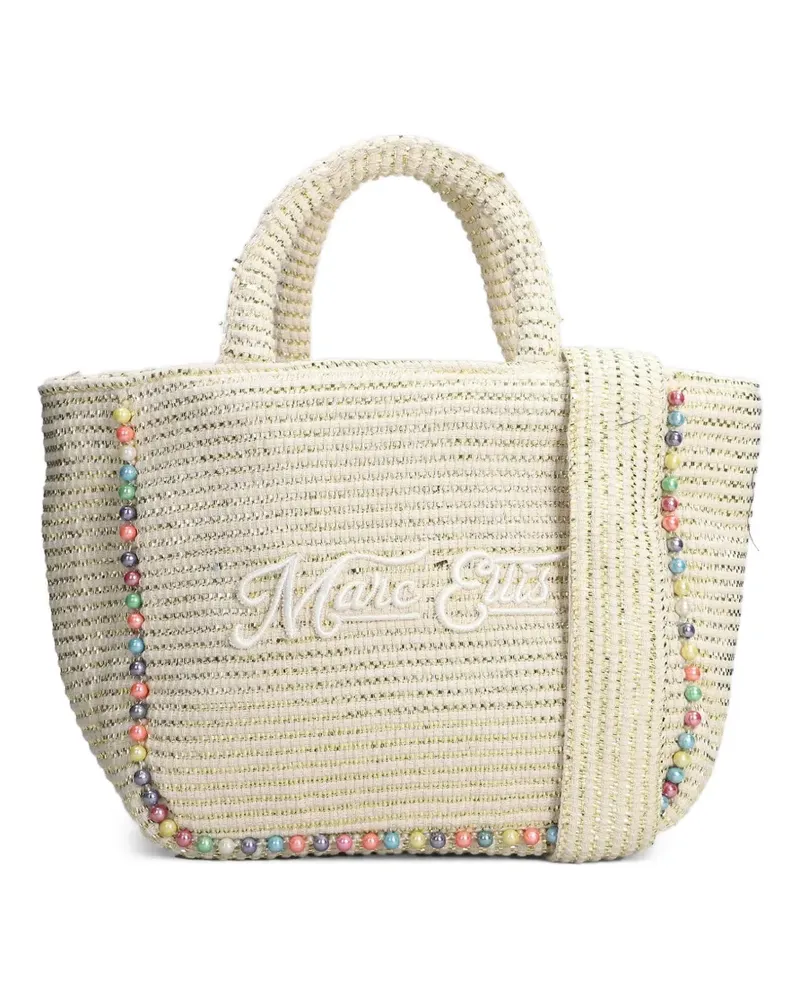 MARC ELLIS Mittelgroße Buby Tote Bag mit Perlen - Weiß Weiß
