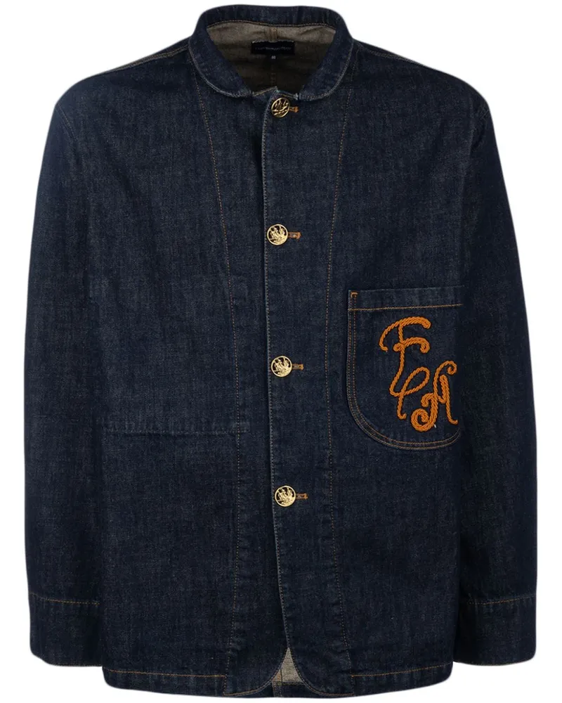 Emporio Armani Jeansjacke mit Logo-Stickerei - Blau Blau