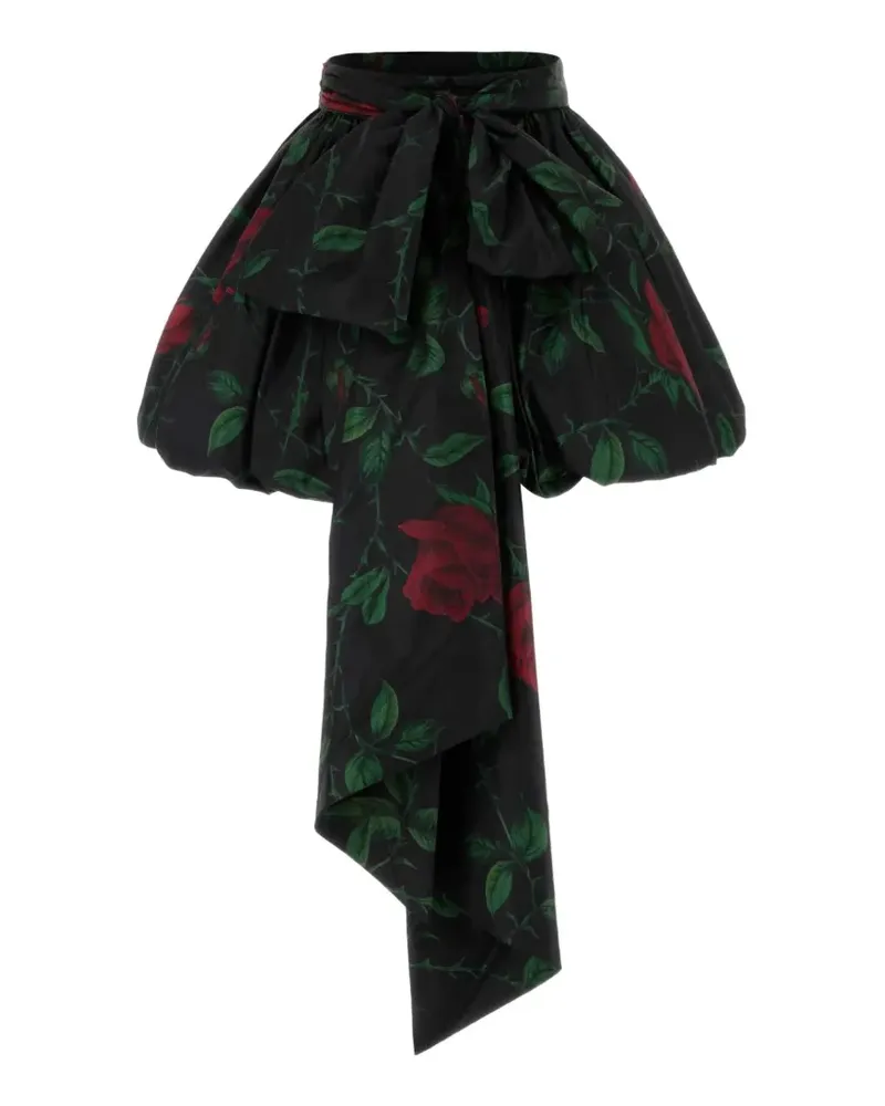 Blumarine rose-print bow-detail mini skirt - Schwarz Schwarz