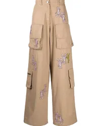 Natasha Zinko Cargohose mit Logo-Print Braun