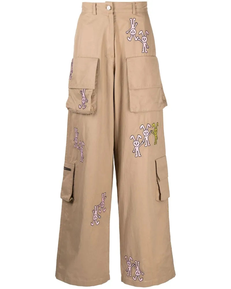 Natasha Zinko Cargohose mit Logo-Print Braun