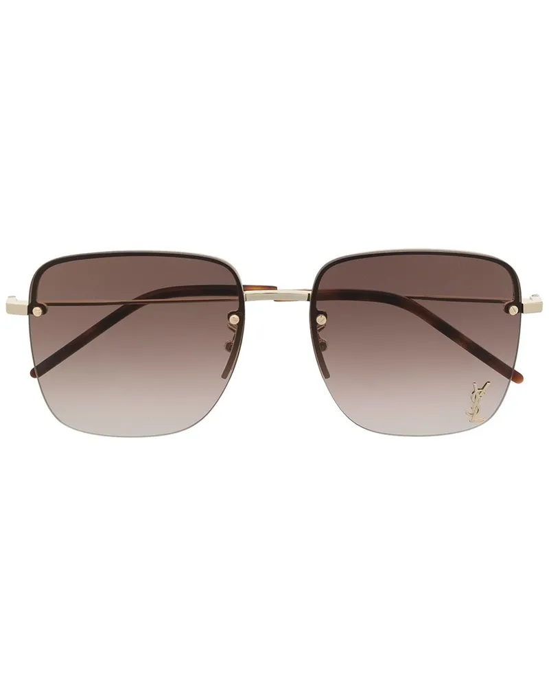 Saint Laurent Sonnenbrille mit Logo-Schild - Braun Braun