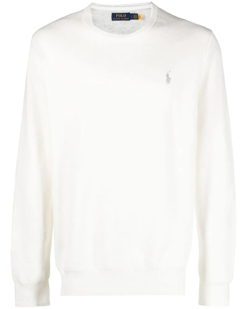 Ralph Lauren Wabenstrickpullover mit Polo Pony-Stickerei - Weiß Weiß