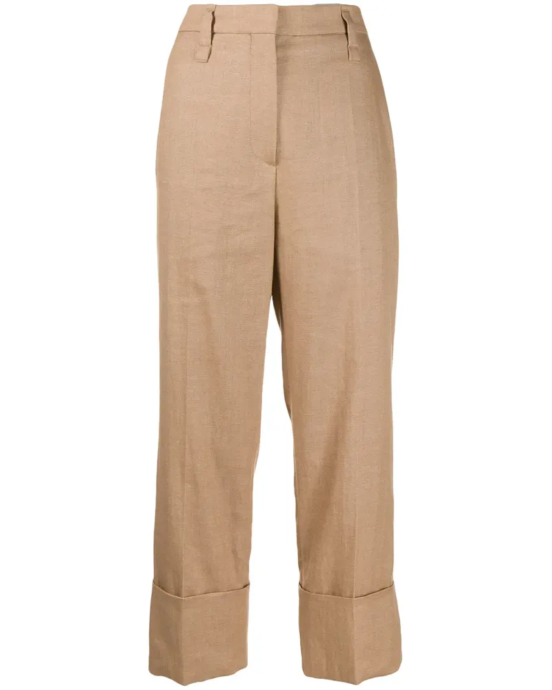 Brunello Cucinelli Gerade Cropped-Hose - Nude Nude