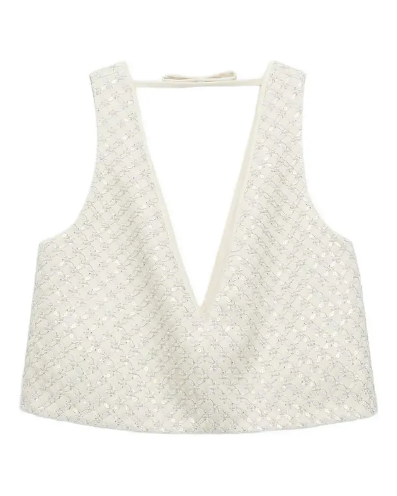 Dorothee Schumacher textured v-neck top - Nude Nude