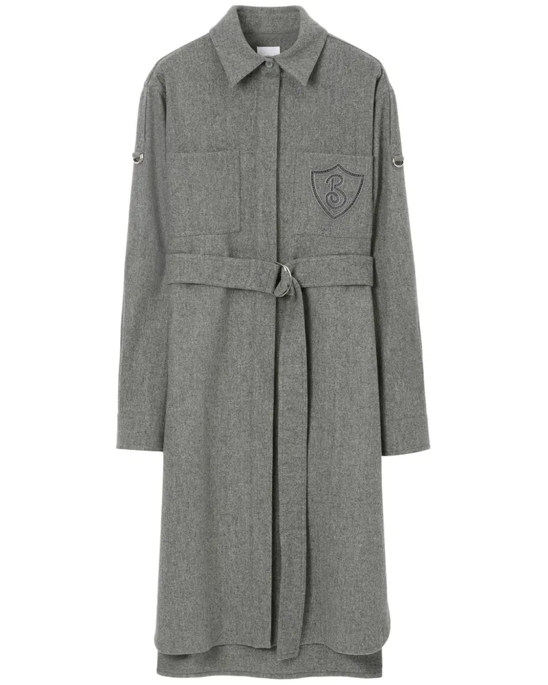 Burberry Hemdkleid mit Logo-Stickerei - Grau Grau