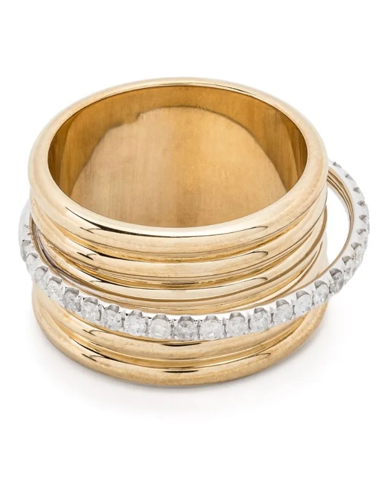 Yvonne Léon 9kt Bague Semainier Gelb- und Weißgoldring mit Diamant Gold