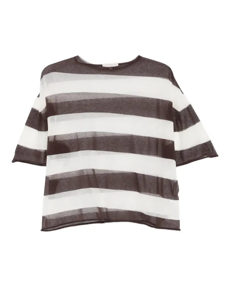 Antonelli Firenze Margherita striped sheer T-shirt - Braun Braun
