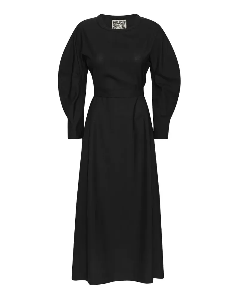 Henrik Vibskov Crackle Maxikleid mit skulpturalen Ärmeln - Schwarz Schwarz