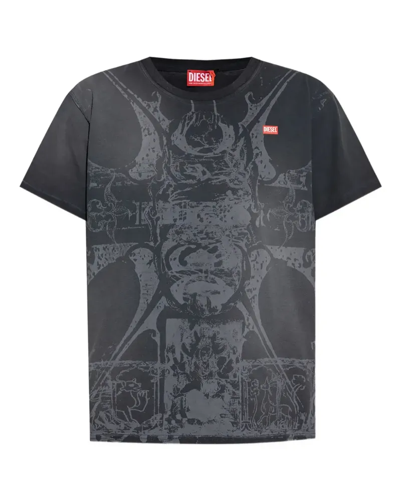 Diesel T-Marey-R2 T-Shirt mit grafischem Print - Grau Grau
