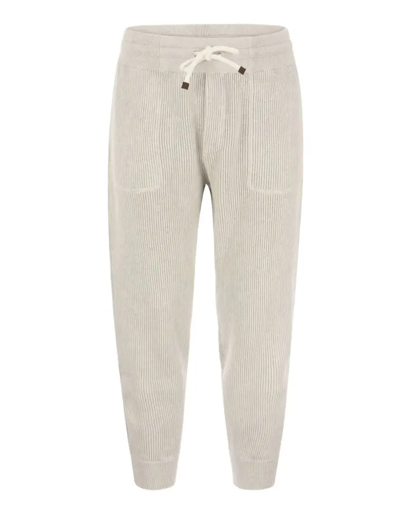 Brunello Cucinelli ribbed-knit track pants - Nude Nude