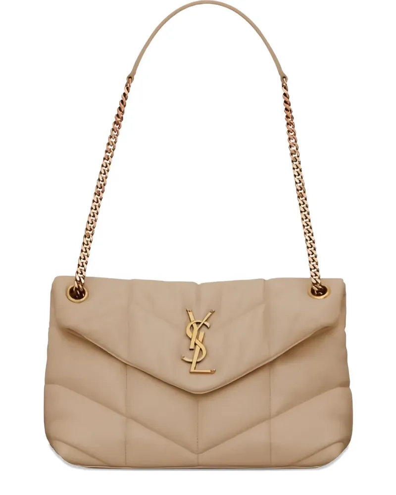 Saint Laurent Gesteppte Tote Bag mit Kettenriemen - Nude Nude