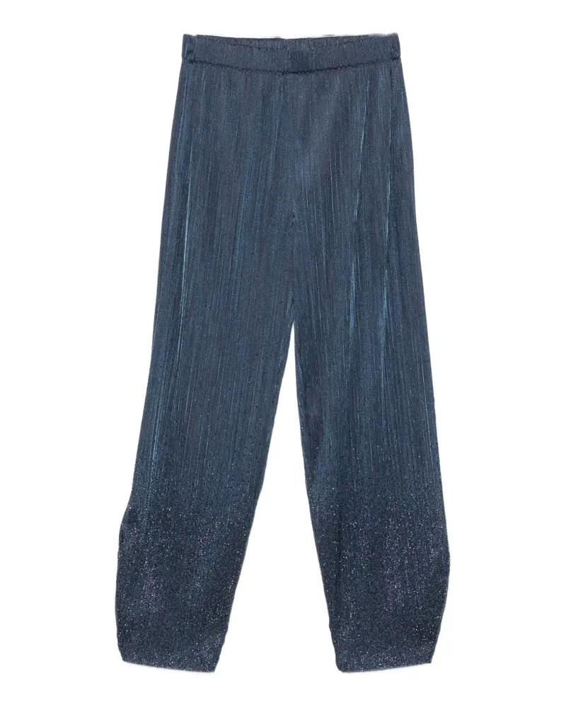 Giorgio Armani plissé-effect crystal-embellished trousers - Blau Blau