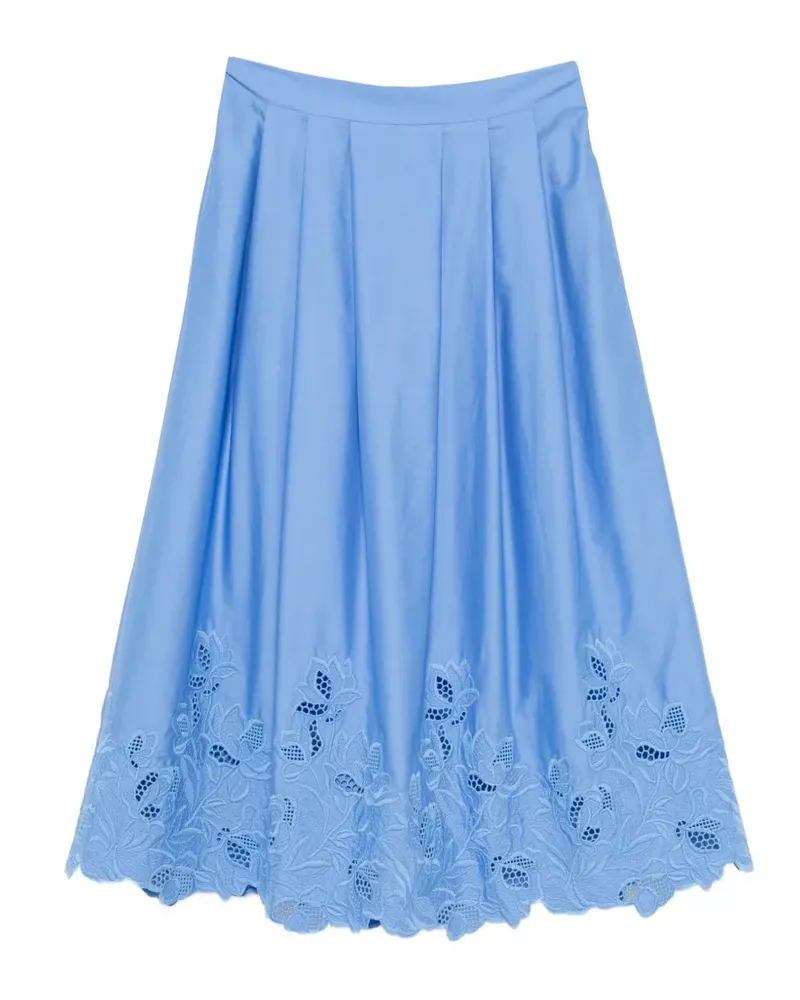 Ermanno Scervino embroidered-hem pleated midi skirt - Blau Blau