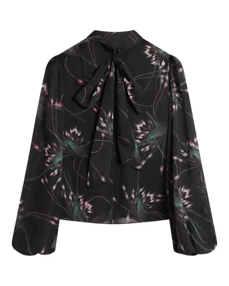 Ted Baker Alati floral-print tie-neck blouse - Schwarz Schwarz