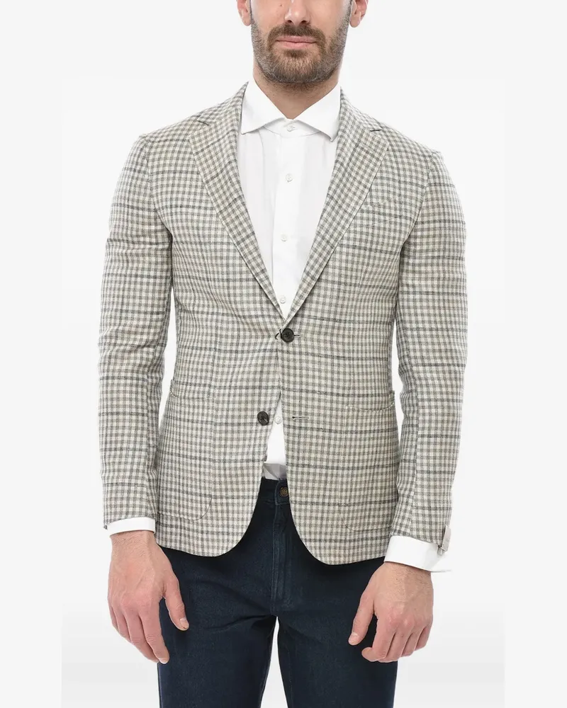 Corneliani checked single-breasted blazer - Nude Nude