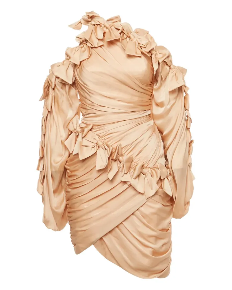 Zimmermann bow ruched silk mini dress - Nude Nude
