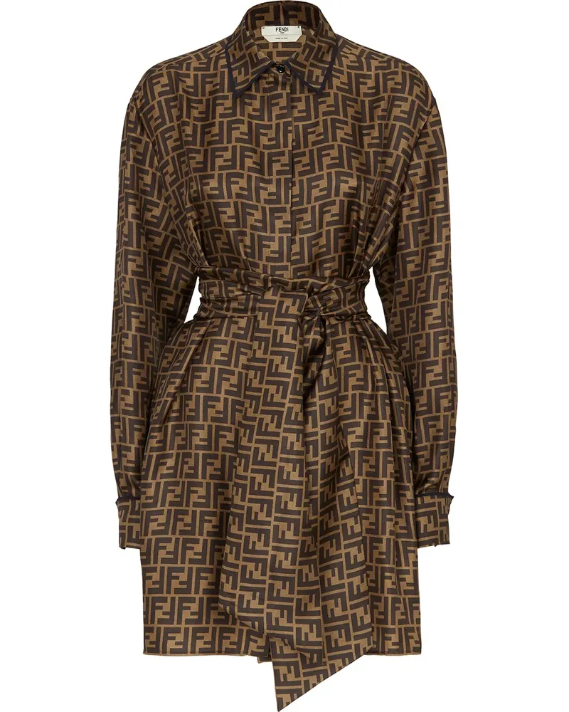 Fendi Hemdkleid mit Print - Braun Braun