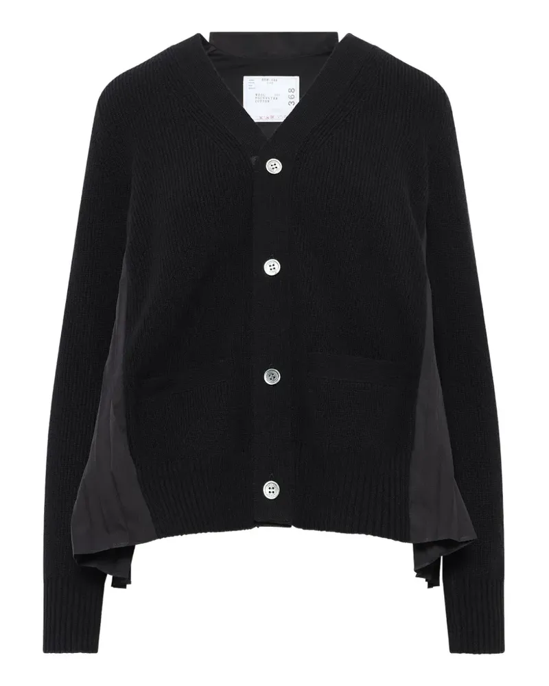 Sacai Cardigan mit Plisseeeinsatz - Schwarz Schwarz