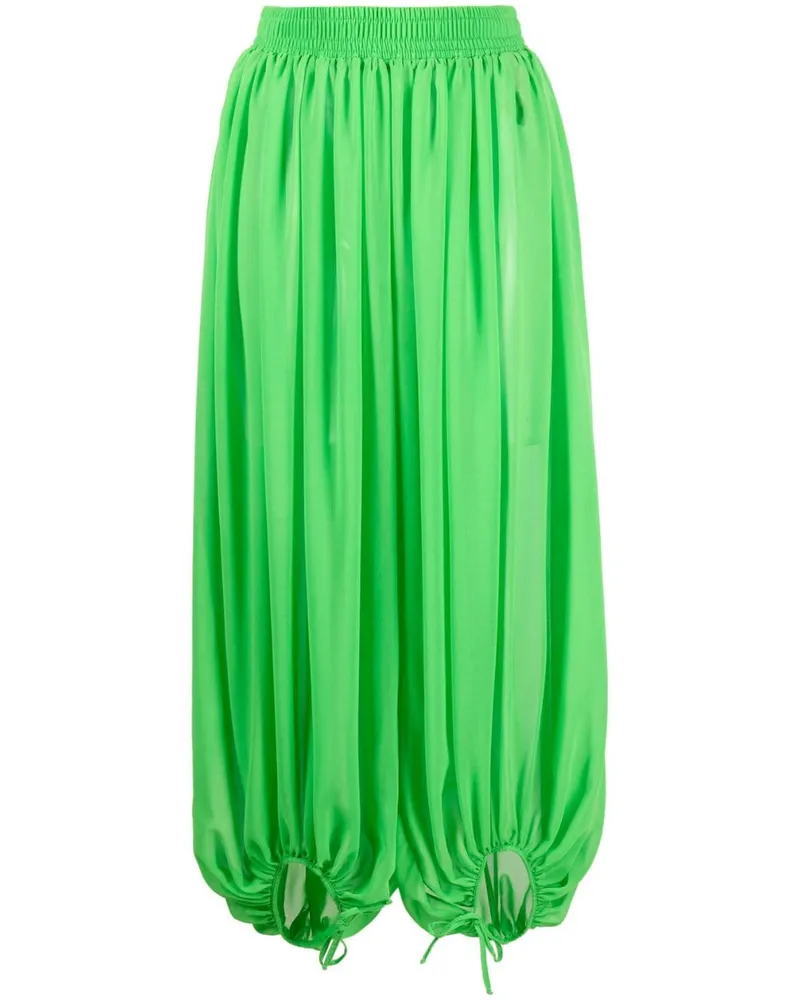 STYLAND Cropped-Hose mit Falten Grün