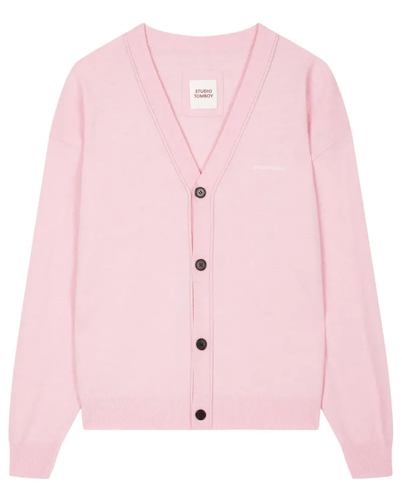 STUDIO TOMBOY Cardigan mit V-Ausschnitt - Rosa Rosa