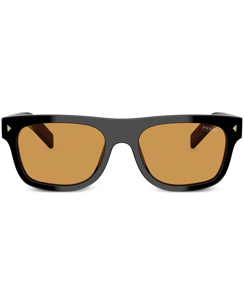 Prada Sonnenbrille mit eckigem Gestell - Schwarz Schwarz