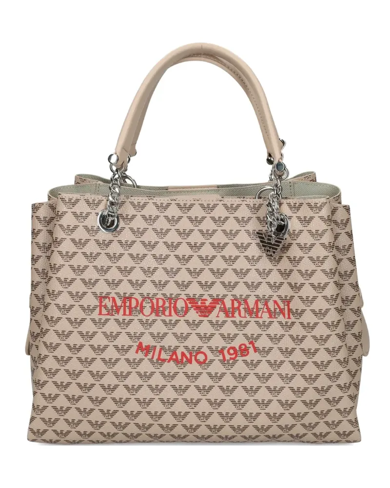 Emporio Armani Shopper mit Monogrammmuster - Nude Nude