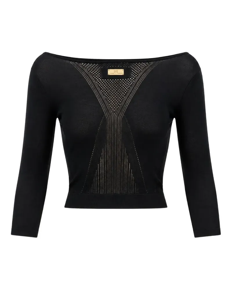 Elisabetta Franchi boat-neck cropped sweater - Schwarz Schwarz