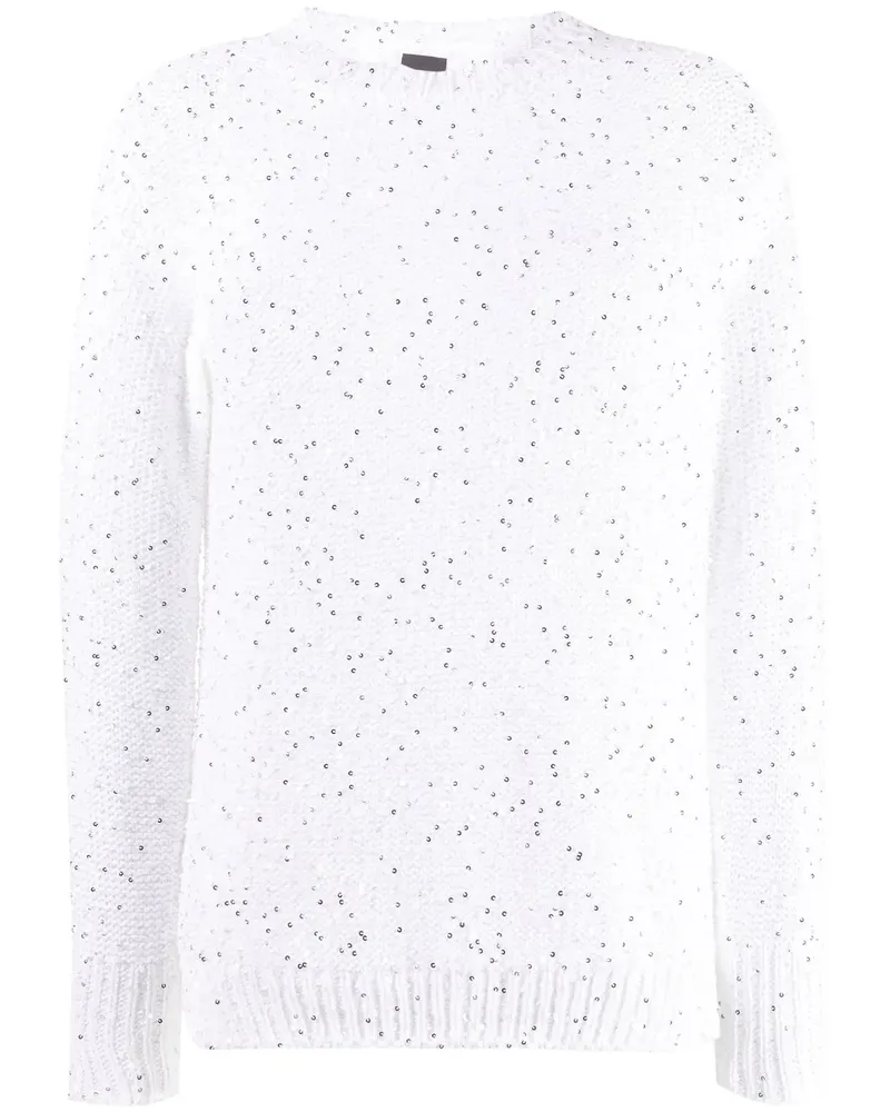 Lorena Antoniazzi Pullover mit Pailletten - Weiß Weiß