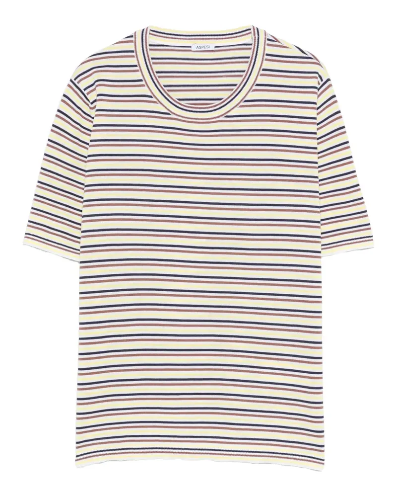 ASPESI Gestreiftes T-Shirt - Gelb Gelb