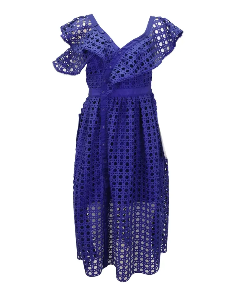 Self-Portrait one-shoulder ruffled midi dress - Blau Blau