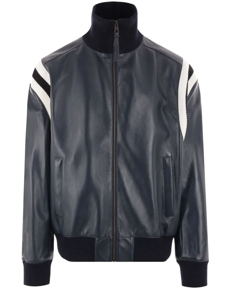 Loewe Lederjacke mit Kontrasteinsätzen - Blau Blau